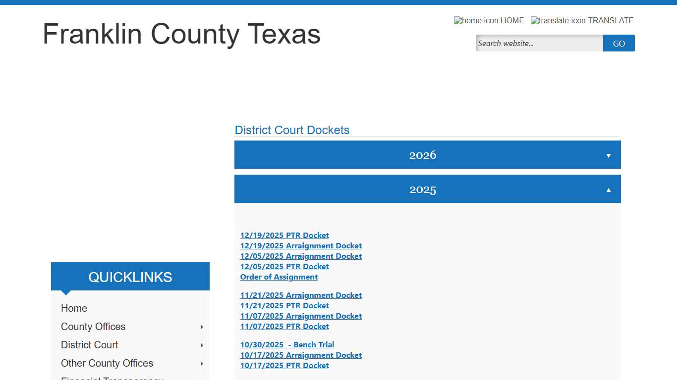 District Court Dockets - Franklin County